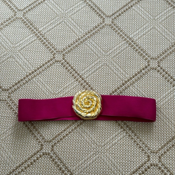 Pearl vintage fuschia and gold floral belt, size Large, 27”, 80’s perfection 🌹 - Picture 1 of 4